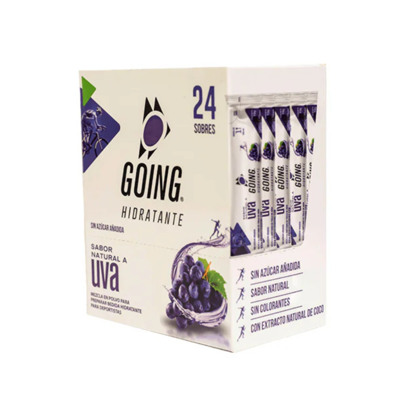 Hidratante Going para runners caja x 24 sachets – Sabor a Uva